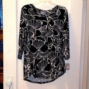 Black and White Flowered Blouse